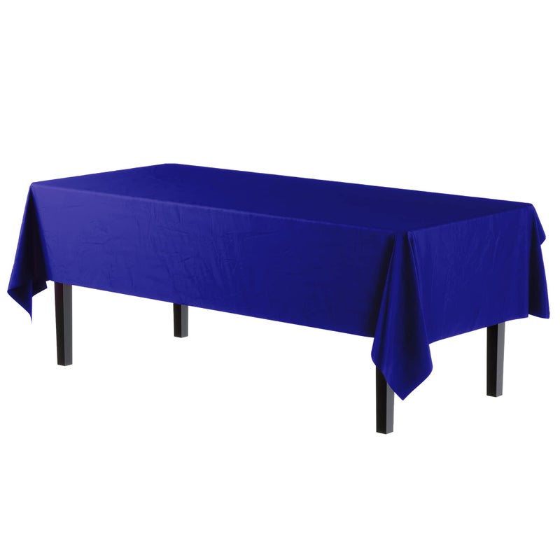 Party Solids Exquisite Party Solids 12-Pack Premium Plastic 54in. x 108in. Rectangle Table Cover - Navy Blue - Image 2